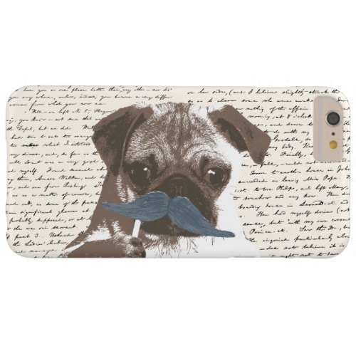 Hipster Mustache Pug Handscript Background Barely There iPhone 6 Plus Case