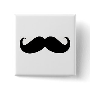 Hipster Mustache Square Button