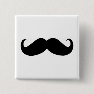 Hipster Mustache Square Button