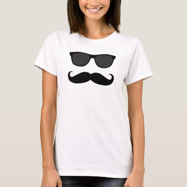 Hipster Mustache Sunglasses T-Shirt (Front)