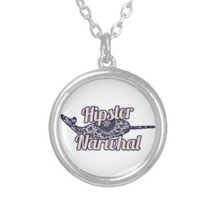 Hipster Narwhal Silver Plated Necklace