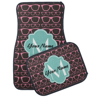Hipster Nerdy Glasses Custom Monogram N3 Car Mats
