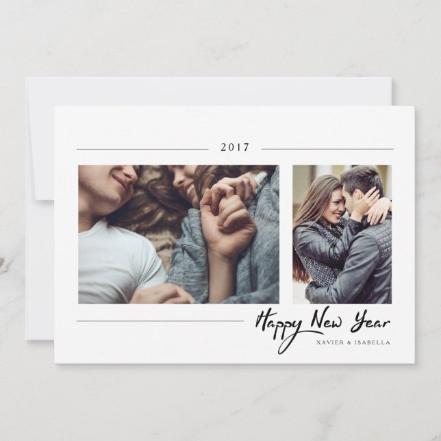 Hipster New Year Photo Holiday Card (Front)