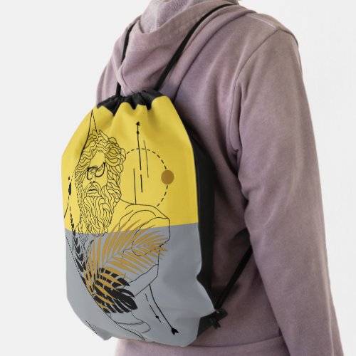 Hipster Olympic God Colorblock Drawstring Bag