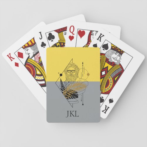 Hipster Olympic God Colorblock Monogram Playing Cards