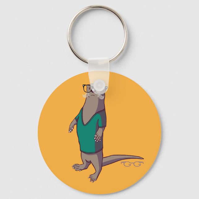 Hipster Otter Keychain (without text) (Front)