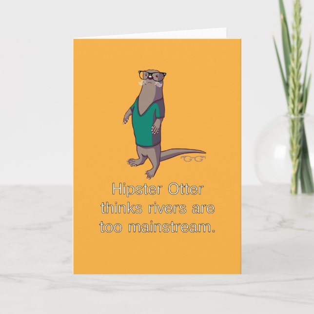 Hipster Otter Note Card (Front)