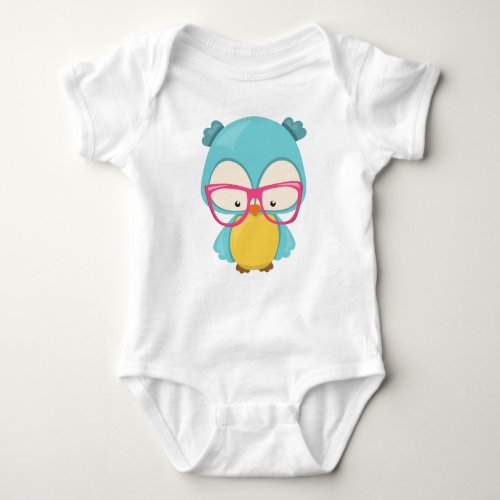 Hipster Owl Owl With Glasses Cute Owl Baby Bodysuit