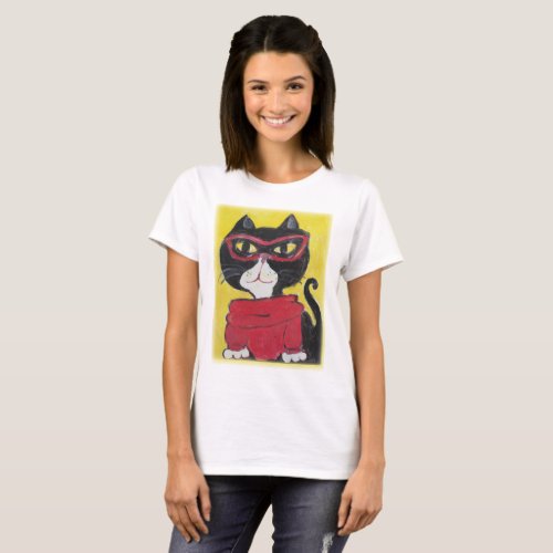 Hipster Painted Turtleneck Cat T_Shirt