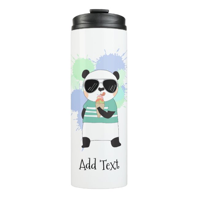 Hipster Panda with Ice Cream Thermal Tumbler (Front)