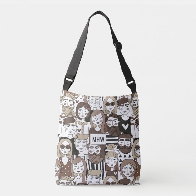 Hipster Pattern custom monogram bags (Front)