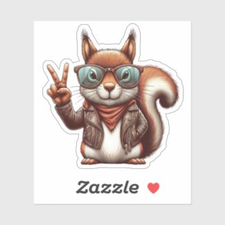 Hipster Peace Sign Squirrel