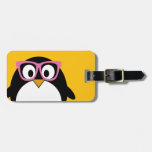 Hipster Penguin - Cute Cartoon Yellow Pink Luggage Tag at Zazzle