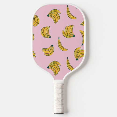 Hipster Pink and Yellow Banana Pattern Pickleball Paddle