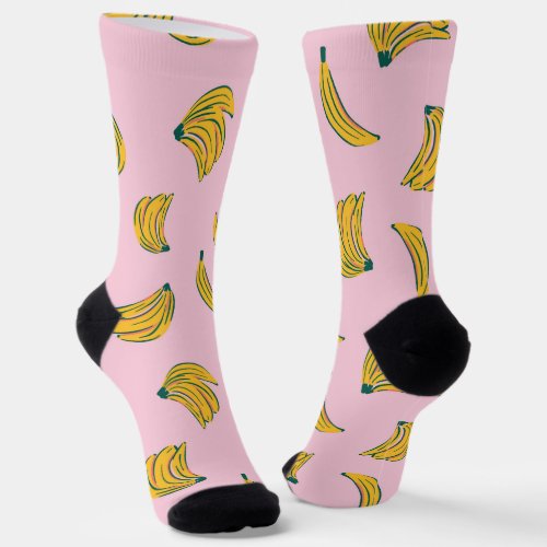 Hipster Pink Bananas Socks