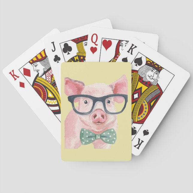 Hipster Pink Pig Poker Cards (Back)