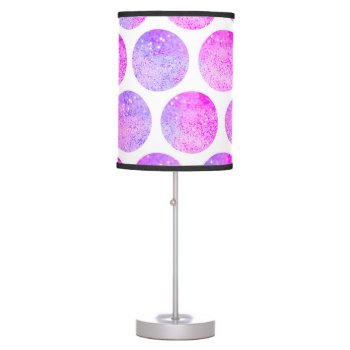 Hipster Pink Purple Faux Glitter Polka Dots Table Lamp by pink_water at Zazzle
