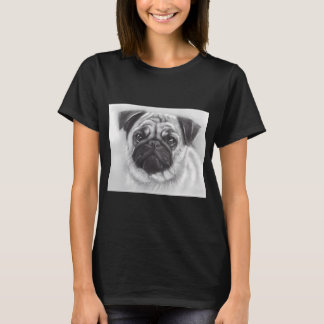 Hipster Pug Dog Line Drawing T-Shirt