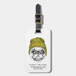 Hipster Pug | It&#39;s Cool | Add Your Name Luggage Tag