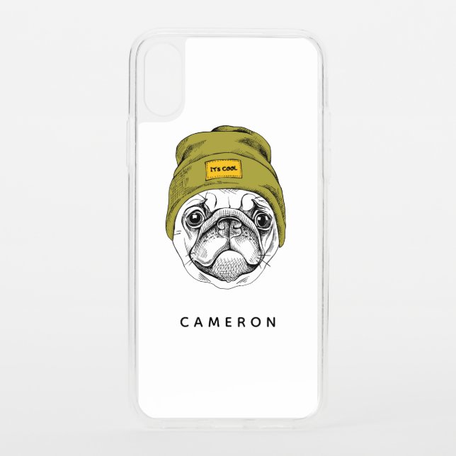 Hipster Pug | It's Cool | Add Your Name Uncommon iPhone Case (Back)