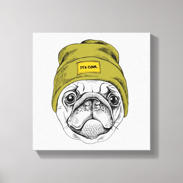 Hipster Pug | It's Cool Canvas Print (Front)
