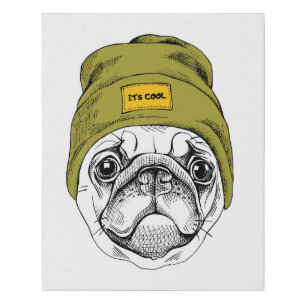 Hipster Pug It's Cool Faux Canvas Print