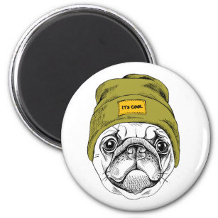 Hipster Pug   It's Cool Magnet