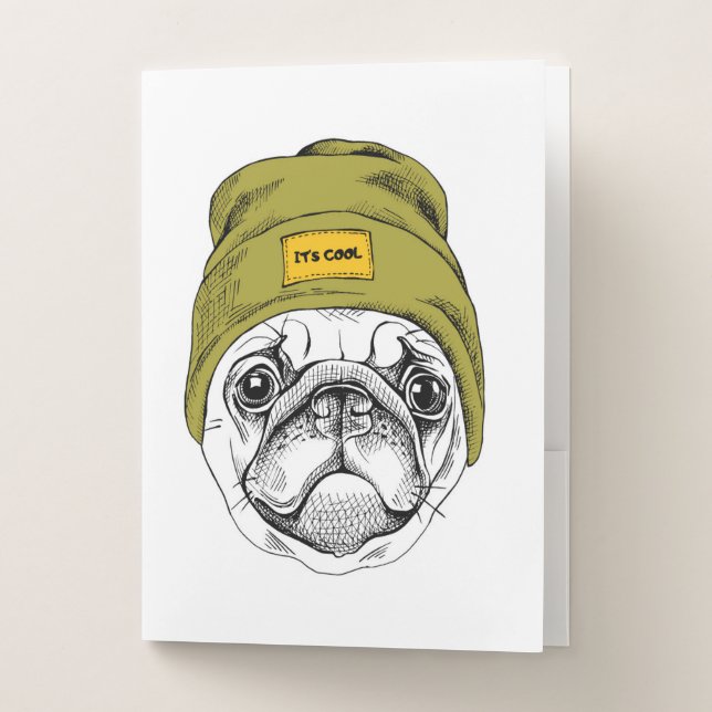 Hipster Pug | It's Cool Pocket Folder (Front)