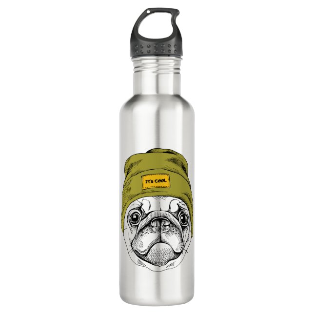 Hipster Pug | It's Cool Stainless Steel Water Bottle (Front)
