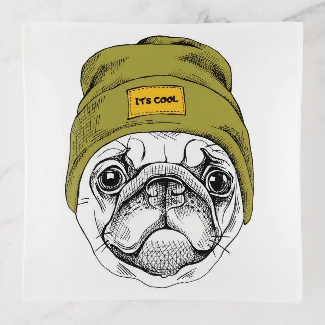 Hipster Pug | It's Cool Trinket Tray (Front)