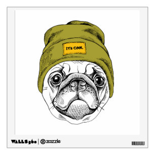 Hipster Pug It's Cool Wall Decal