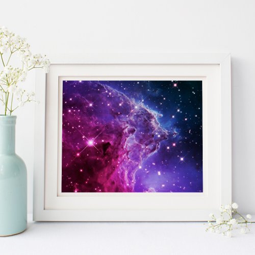 Hipster Purple Ombre Monkey Head Nebula 10x8 Poster