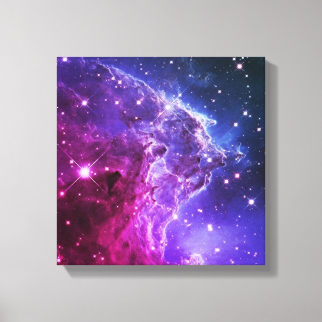 Hipster Purple Ombre Monkey Head Nebula Canvas Print (Front)