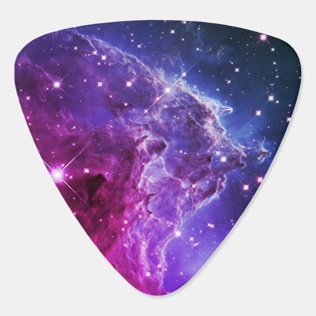 Hipster Purple Ombre Monkey Head Nebula Guitar Pick (Back)