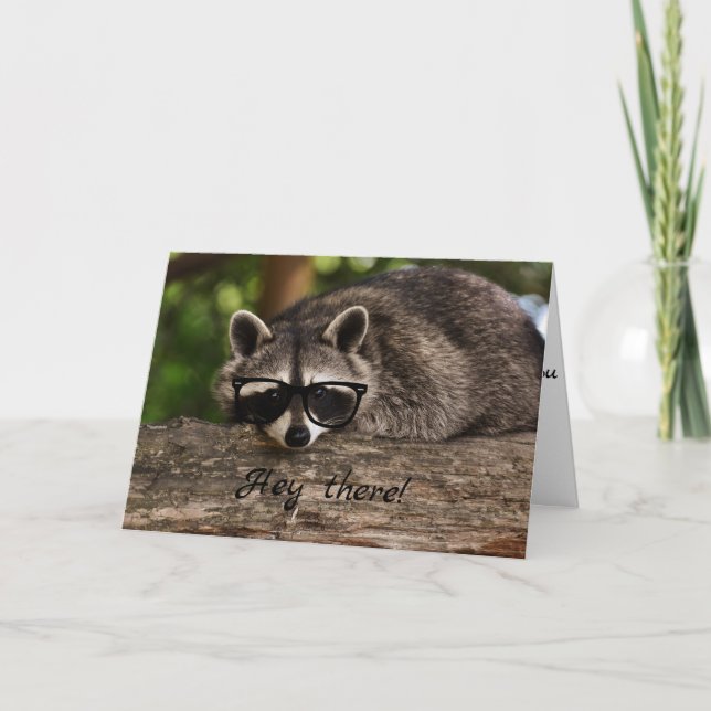 Hipster Raccoon Greeting Card Any Occasion (Front)