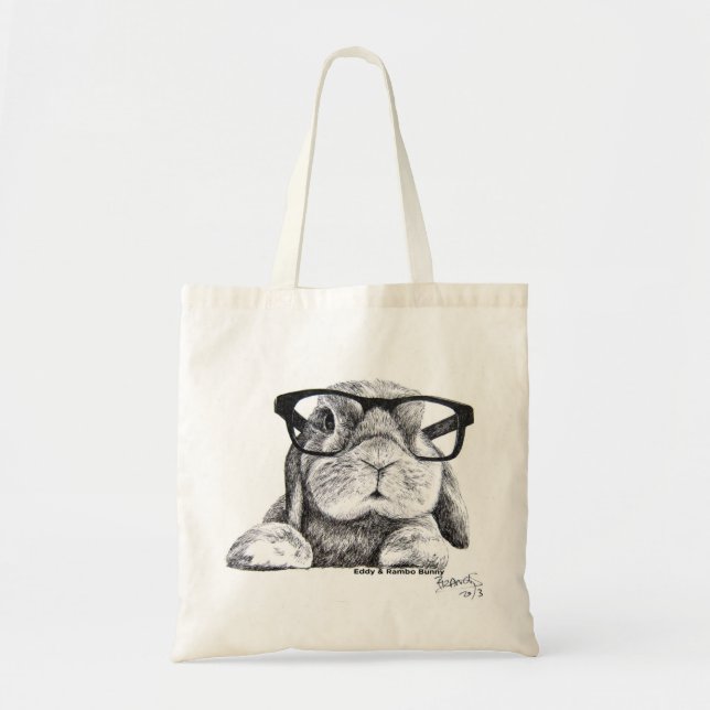 Hipster Rambo Bunny Tote (Front)