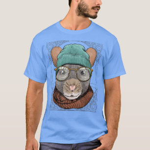 Hipster Rat With Glasses Mouse Rodent Lover T-Shirt