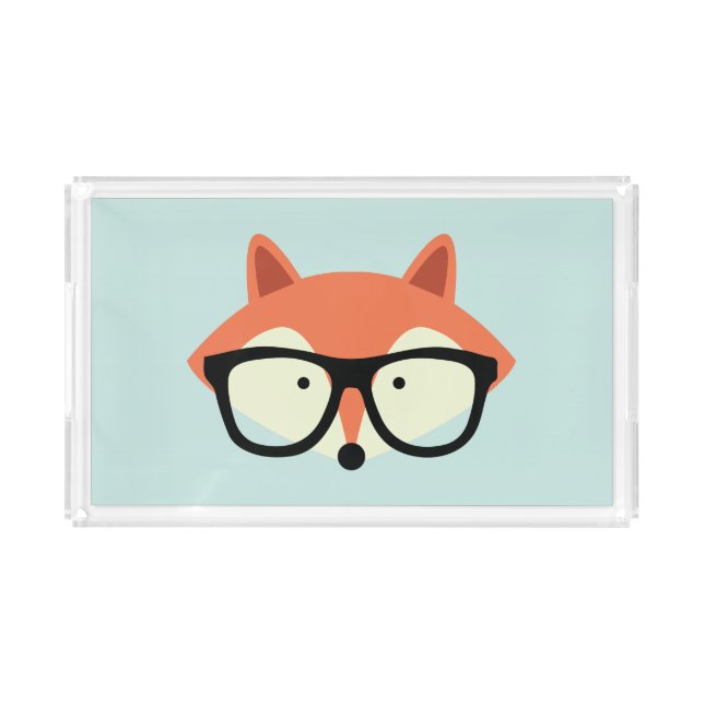 Hipster Red Fox Acrylic Tray (Front)