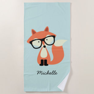 Hipster Red Fox Beach Towel