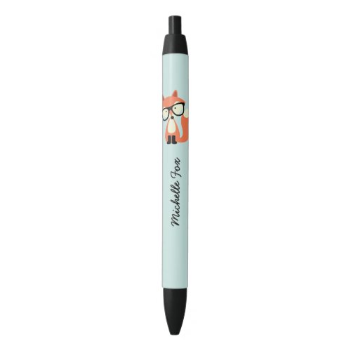 Hipster Red Fox Black Ink Pen