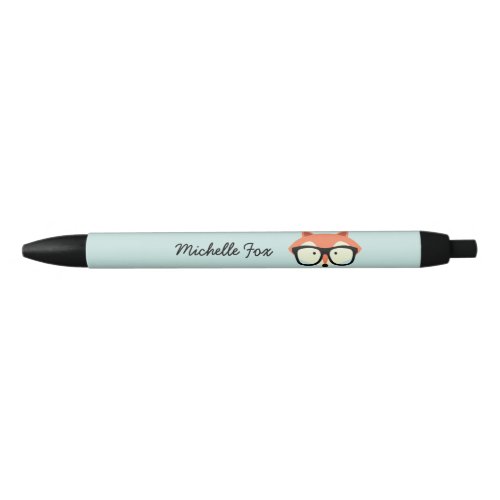 Hipster Red Fox Black Ink Pen