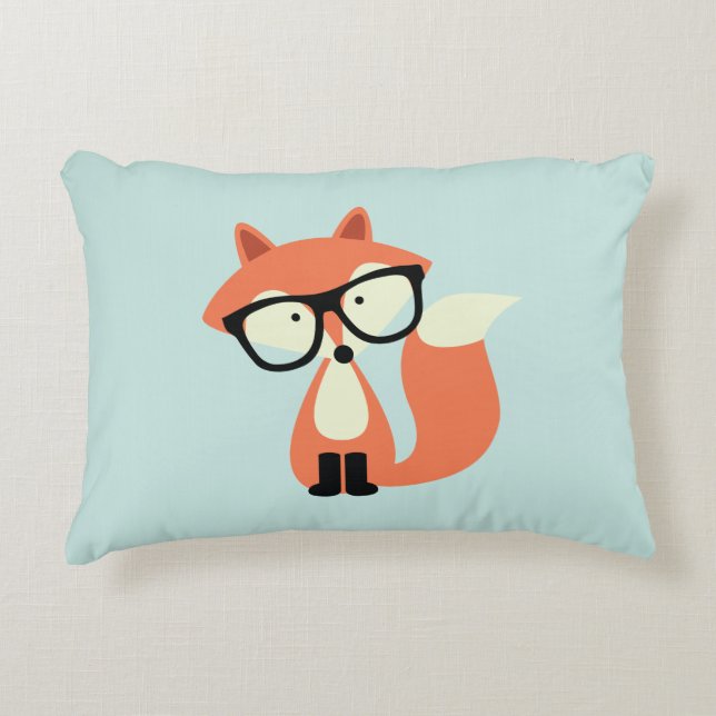 Hipster Red Fox Decorative Pillow (Front)