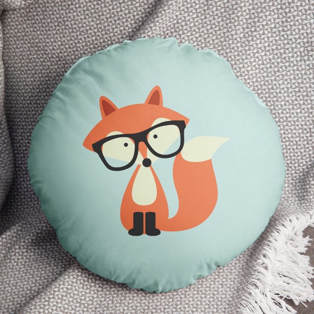 Hipster Red Fox Round Pillow (Creator Uploaded)