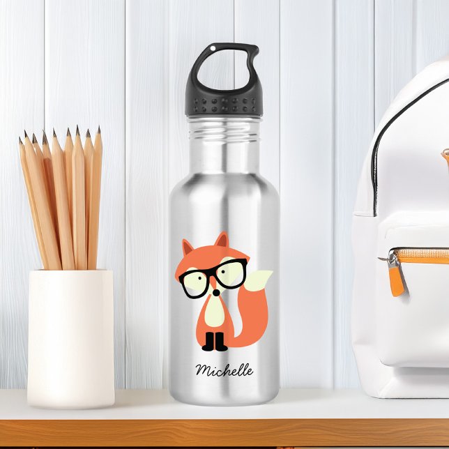 Hipster Red Fox  Stainless Steel Water Bottle (Creator Uploaded)
