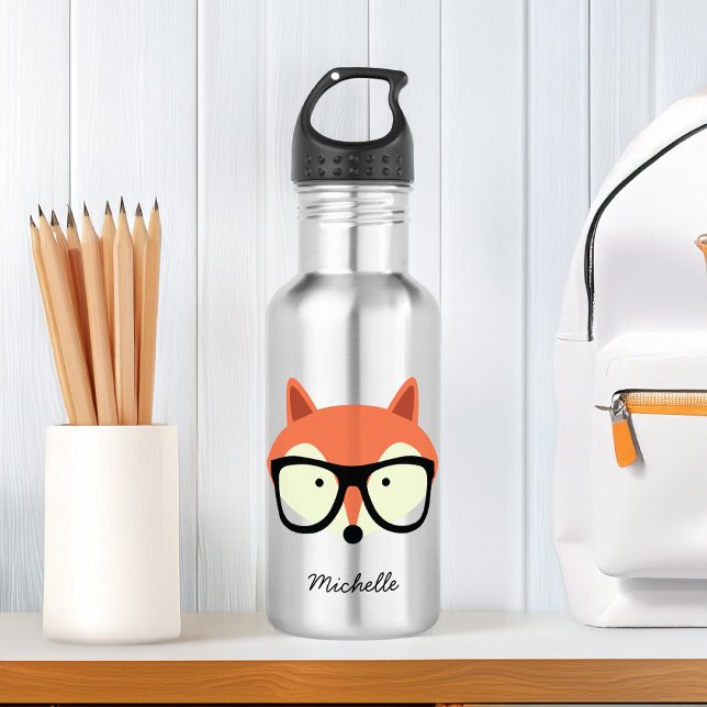 Hipster Red Fox  Stainless Steel Water Bottle (Creator Uploaded)