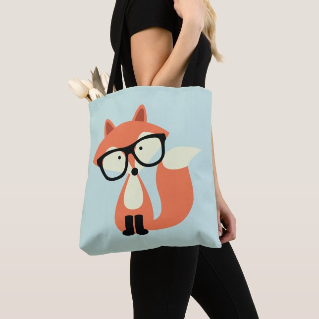 Hipster Red Fox Tote Bag (Close Up)