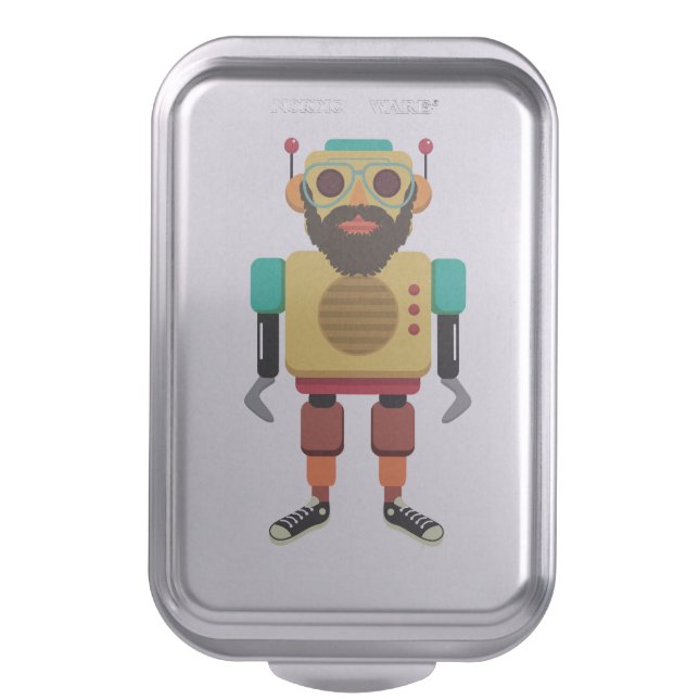 Hipster Retro Robot Cake Pan (Front Vertical)