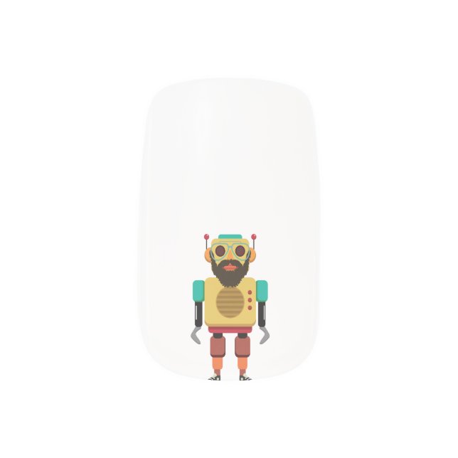 Hipster Retro Robot Minx Nail Art (Right Thumb)