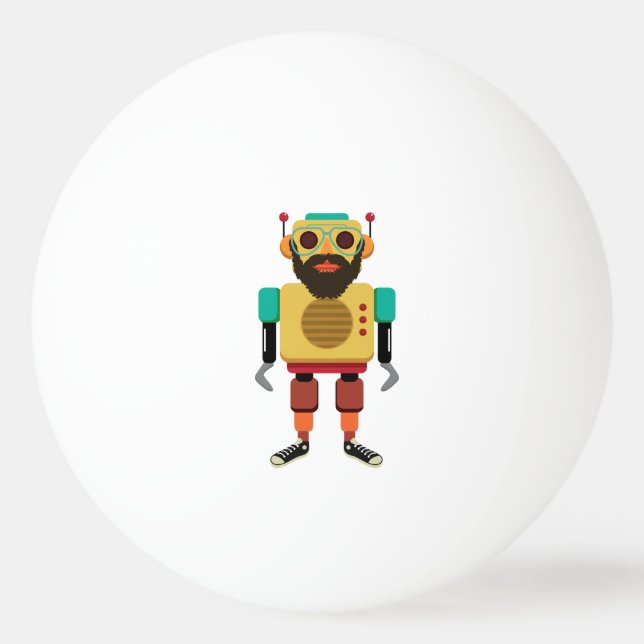 Hipster Retro Robot Ping-Pong Ball (Front)