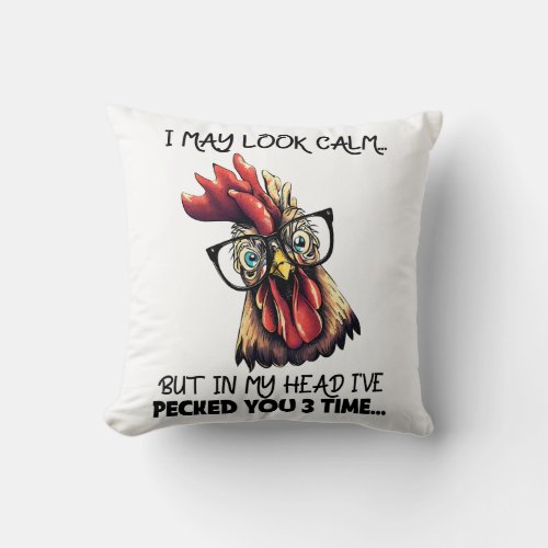 Hipster Rooster Funny Saying Throw Pillow